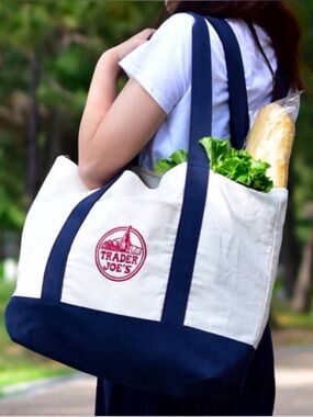 Trader Joe's Reusable Tote Bag
- Cream with Navy Handles